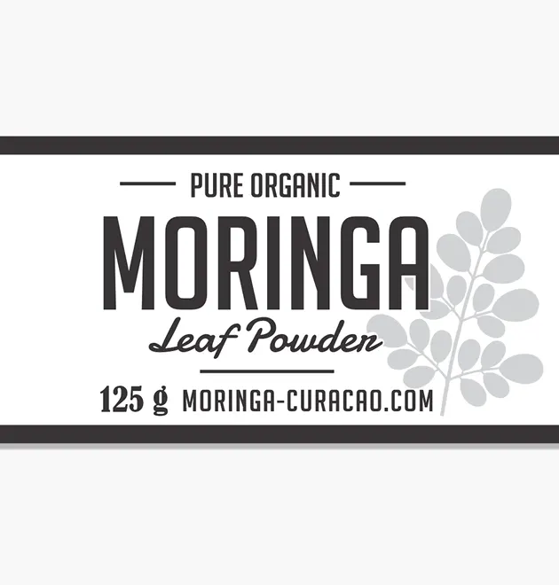Moringa Powder 125 Grams Label Organic Moringa Powder 125 Grams Curaçao Product Label